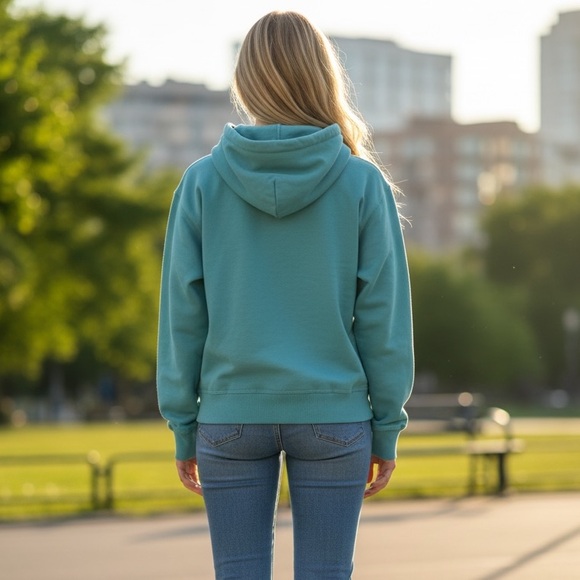 Woman’s Champion Teal Athletic Hoodie - Picture 3 of 7